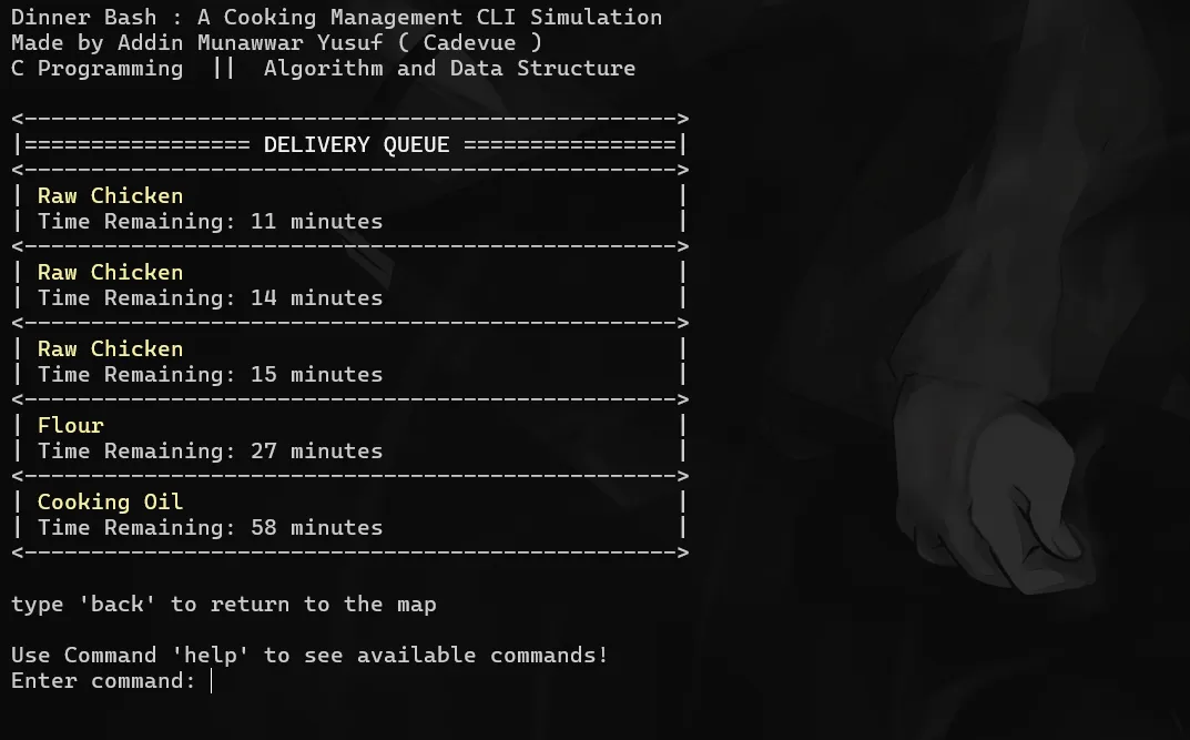 Screenshot of Dinner Bash - Delivery Queue