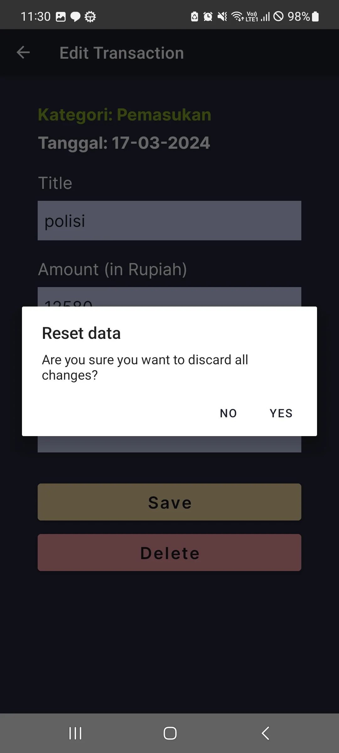 Discard Changes