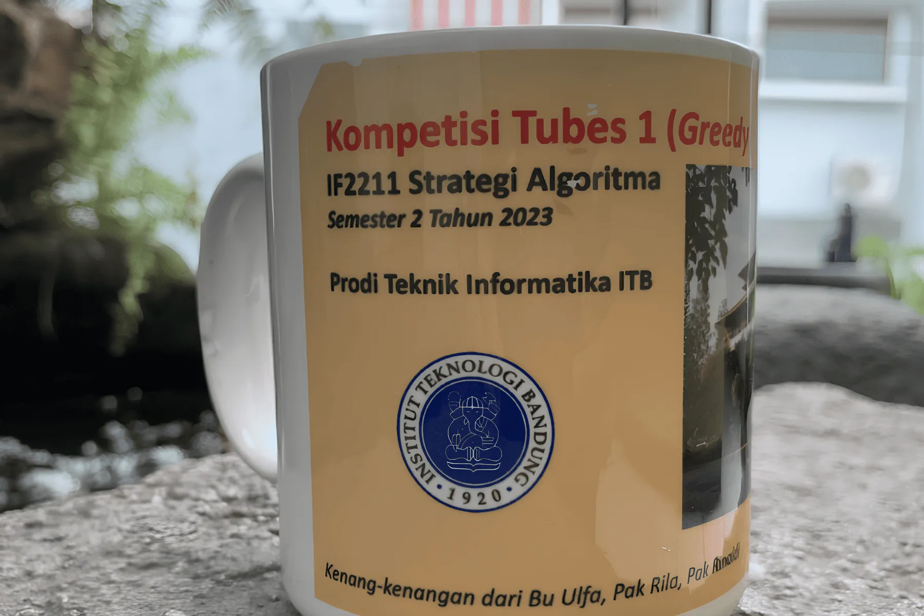 A mug, the prize of the IF2211 class galaxio tournament (2021)